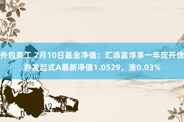 外包美工 7月10日基金净值：汇添富淳享一年定开债券发起式A最新净值1.0529，涨0.03%